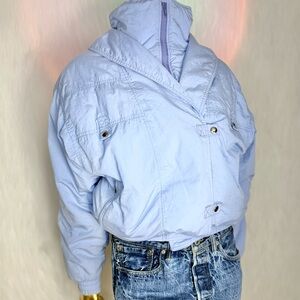 Vintage Nils Puffer Ski Jacket – Women's Size 12, light blue, Retro Skiwear